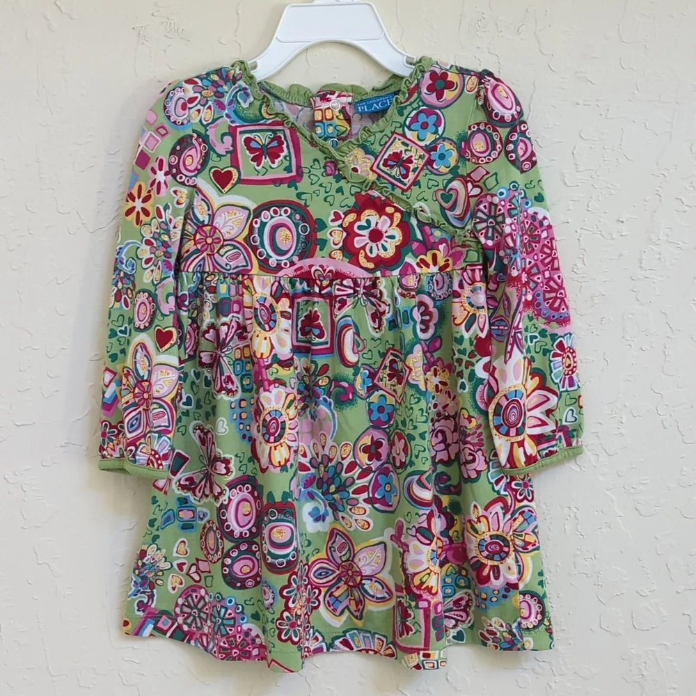 3/$20🌟 The Children's Place Toddler Floral Ruffle Empire Long Sleeve Dress 24mo